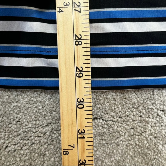 FootJoy FJ Athletic Fit Golf Polo Shirt Blue Black and White Stripes Size L - Picture 5 of 6